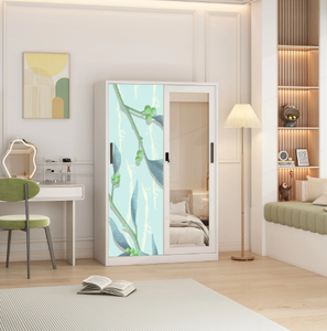 Armario de Dormitorio con Puertas Corredizas Impresas de 2/3 Puertas, con Espejo y Cajones, Diseños de Armarios, Armario de Ropa de Acero, Almirah Multifuncional - Product Image 5