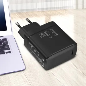 Gan Cargador Adaptador de Alimentação Ac Usb Pd 65w Watt Carregador Portátil Rápido Tipo C Viagem Internacional CE VI UE Plug PE Bag + caixa interna