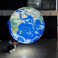 Ballon gonflable en tissu Oxford en forme de Terre avec lumières LED, thème spatial, pour fêtes en extérieur