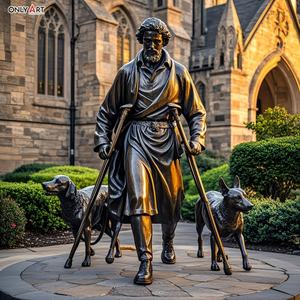 Наружный религиозный церковный декор из бронзы отлитые две собаки и святая рука обе костыли в натуральную величину, статуя из латуни - Product Image 5