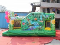 Château gonflable commercial pour enfants, thème jardin d'abeilles et fleurs, avec toboggan
