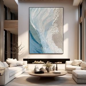 Peinture texturée, grande œuvre abstraite bleue, art mural texturé épais, peinture à l'huile encadrée sur toile pour la maison et la galerie - Product Image 3