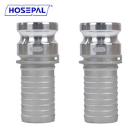Adaptateur mâle en aluminium de type E HosePal pour raccord à came et rainure, pour application sur camion-citerne à vide