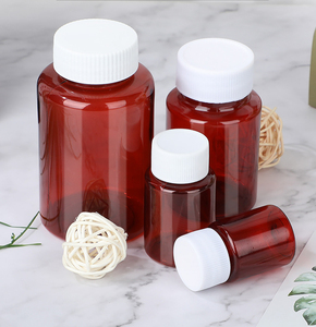 Venta al por mayor redonda de boca ancha envasador cápsula píldora contenedor ámbar PET botella médica de plástico con tapa de rosca - Product Image 4