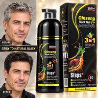 WELLTNO Pewarna Rambut Hitam Ginseng 3 in 1 Bebas Amonia, Krim Pewarna Rambut Hitam Alami 500 mL untuk Semua Jenis Rambut
