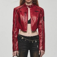 Nouvelle Veste Bomber Femme Personnalisée Style Usine, Veste Moto Courte en Cuir PU Tendance avec Fermeture Éclair