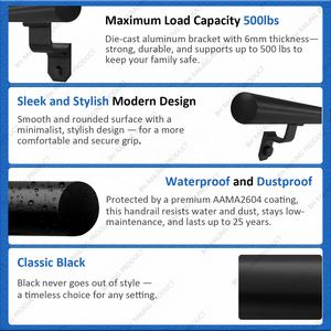 Sistema de barandillas de aluminio ADA de 6 pies Barandillas populares de 6 pies Barandillas y pasamanos Pasamanos y balaustradas - Product Image 3