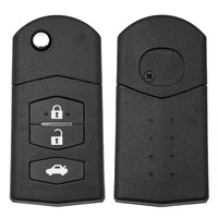 Coque de clé de voiture pliable 3 boutons avec batterie, étui de protection en fer, remplacement de coque de clé de voiture