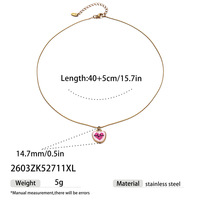 Collier pendentif cœur en émail plaqué or 18 carats en acier inoxydable pour femme, breloque d'amour multicolore, réglable, bijou de mode délicat
