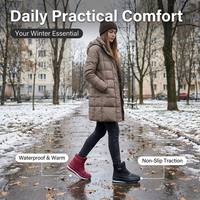 Sepatu Bot Musim Dingin Berlapis Fashion Wanita Mudah Dipakai dengan Tali Velcro Hangat Berlapis Bulu Anti Selip Platform Alas Kaki Salju Harga Pabrik