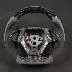 Volante Deportivo de Fibra de Carbono Forjado de 3 Brazos con LED, Compatible con <span class=keywords><strong>Chevrolet</strong></span> Corvette <span class=keywords><strong>Camaro</strong></span> C7 para ZR1 S7 SS <span class=keywords><strong>ZL1</strong></span> 2014-2019 RPM - Product Image 2