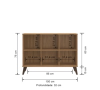 Buffet moderne de style rétro Decibel DB-AR1300, 2 portes, meubles de salon en bois, panneaux de particules MDF, couleur naturelle/blanc