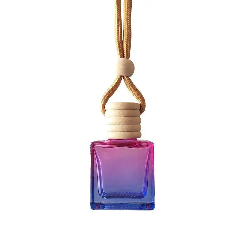 Atacado difusor de óleo essencial aromaterapia pendurado vidro colorido vazio garrafa de perfume para carro ambientador para decoração