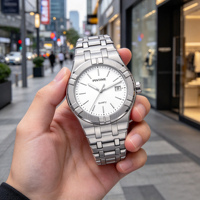 Montre octogonale moderne en alliage de zinc argenté et bleu, à quartz, avec date, cadran texturé, tendance, cadeau pour homme, logo personnalisé, montre de mode