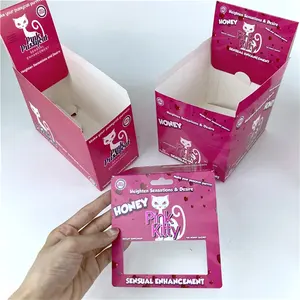 महिलाओं के लिए पुरुष वृद्धि गोली 3 डी गुलाबी बिल्ली ब्लैक प्रिंटिंग प्रभाव दवा स्टॉक में पुरुषों के लिए पैकेजिंग कार्ड