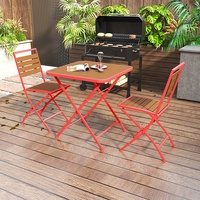 Ensemble moderne de chaise et table pliantes d'extérieur en métal, bois et fer forgé, résistant à l'eau, pour balcon, café, salon de thé, cour