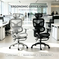 Chaise de bureau pivotante avec appuie-tête ajustable adaptatif au poids, accoudoirs relevables, en maille respirante noire, idéale pour l'étude des étudiants, vente en gros