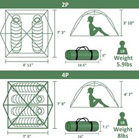 Petite tente de camping imperméable d'une chambre pour 2 personnes Tente facile à monter pour les aventures en famille