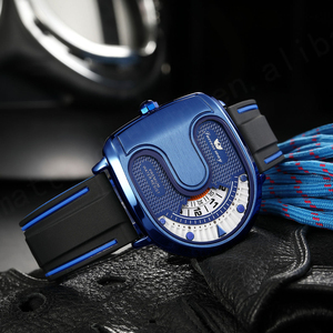 Citizen <b>Gold</b> <b>Rectangle</b> Case Fashion Sport Business Style Mens Quartz <b>Watch</b> Pointer Stainless Steel Case Silicone Strap - Product Image 4