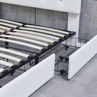 Cadre de lit capitonné moderne de taille King, norme européenne, avec rangement, revêtement en tissu de haute qualité, mobilier doux pour la maison