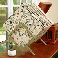 Étagère de rangement pour disques vinyles en bois et fer, pliable, multifonctionnelle, rapide, avec barre de support et séparateur