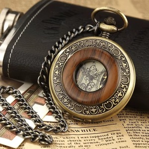 Drioshipping Nuevo Reloj de Bolsillo Mecánico de Alta Gama, Reloj de Bolsillo de Acero Inoxidable y Madera, Reloj de Bolsillo Mecánico Silencioso Retro con Tapa Abatible - Product Image 5