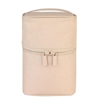 Trousse de Maquillage Cylindrique Portable en Nylon Personnalisable, Imperméable avec Fermeture Éclair, Boîte Tridimensionnelle pour Rangement d'Articles de Toilette