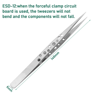 Thiết <span class=keywords><strong>b</strong></span>ị điện tử công nghiệp Nhíp chống tĩnh cong thẳng tip chính xác thép không gỉ forceps điện thoại sửa chữa dụng cụ cầm tay <span class=keywords><strong>b</strong></span>ộ - Product Image 5