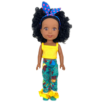 Vente en gros de poupées pour enfants personnalisées à la mode, poupées en silicone de 14 pouces, poupées noires en vinyle, poupées bébés afro-américaines avec des cheveux bouclés
