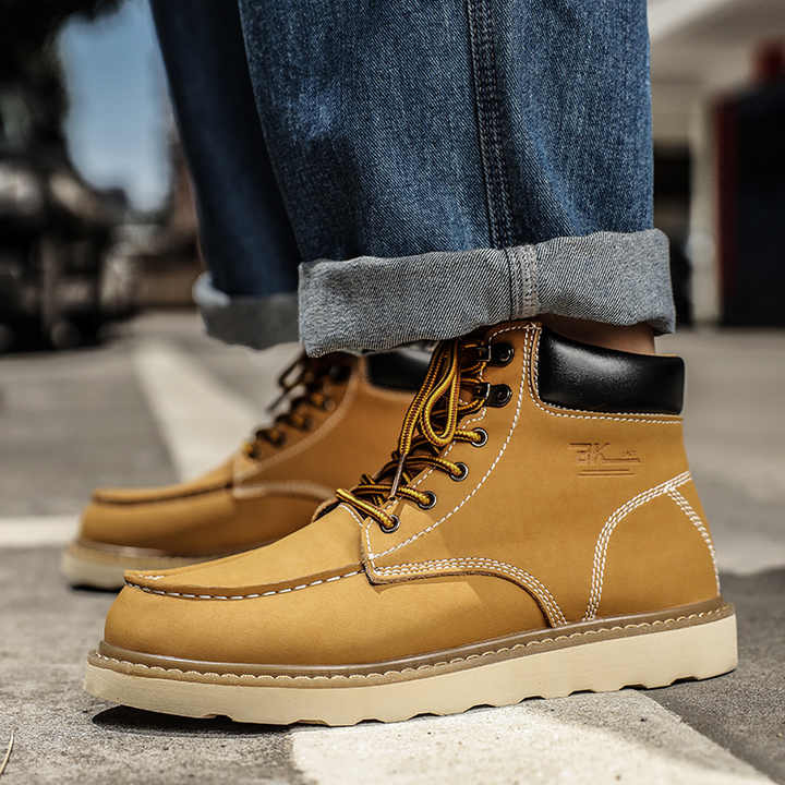 Mens Casual Ankle Brown Color Nubuck Synthetic Leather Mesh Lining Winter Boots For Men Casual