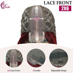 FH pas cher Prix 2x6 bob court perruques cheveux humains 10 pouces #1B-33 droit bob perruques cheveux humains avant de lacet sans colle - Product Image 3