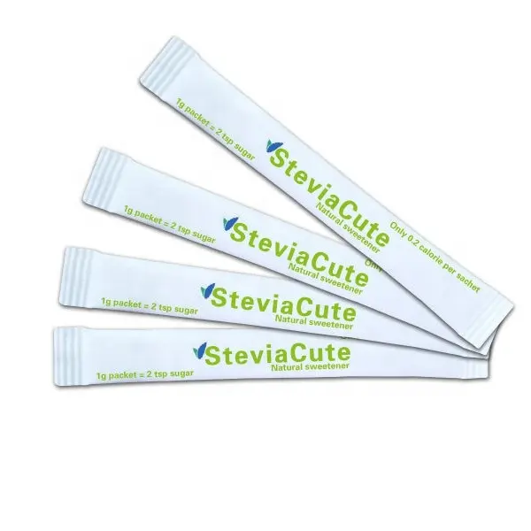 Meja 1g ~ 2g Stevia Steviol glycosides sugar sachet stick OEM service, pengganti gula untuk teh kopi