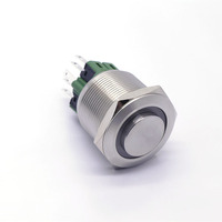 25mm cincin Led 10PIN kustomisasi logo 3V 6V 12V 24V 48V 110V 220V tombol tekan Switch