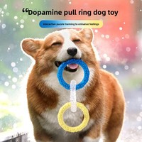 Jouets à mâcher pour chiens en TPR tricolores, résistants à l'usure, avec anneau de traction, pour l'entraînement interactif, vente en gros transfrontalière
