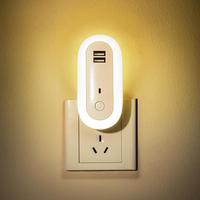 Télécommande ovales led à double prise USB, veilleuse intelligente, pour maison, chambre à coucher, lampe de chevet, Charge rapide, luminaires pour bébé