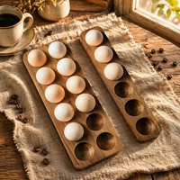 Plateau à œufs en bois écologique, organisateur de cuisine domestique, présentoir de table pour rangement au réfrigérateur
