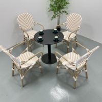 Chaise de café commerciale moderne de style français, mobilier d'extérieur, chaise empilable en aluminium pour jardin, utilisation pour tables de salle à manger, idéale pour les magasins, cafés, laiteries