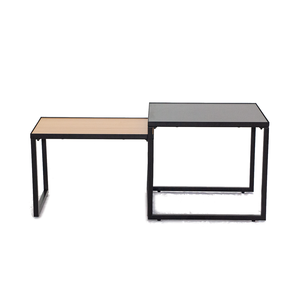 Juego de mesa de té y centro de madera que ahorra espacio para sala de estar, sofá lateral con base de metal, muebles para el hogar - Product Image 1