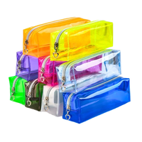 Benutzer definiertes Logo Klarer Kunststoff PVC Reiß verschluss Bleistift beutel für Kinder Transparente Stifte tui Schul bedarf