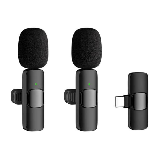 Bulk K9 2.4G 2in1 Wireless Mic Clip Omni-directional Noise Cancelling Lavalier Microphone Receiver for IPhone/Android Phones