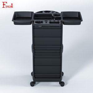 Nuovo Carrello Professionale in Plastica Nera per Parrucchieri con 6 Cassetti per Salone e Barbiere - Product Image 3