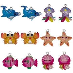 Breloques en résine en forme d'animaux marins de dessin animé, formes variées, pour la fabrication de bracelets, accessoires de bijoux DIY - Product Image 5