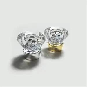 Surlyn Diamonds Transparent Top Shiny Transparent Perfume Bottle Cap with Silver or Gold Ring
