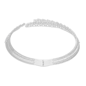 Collar Gargantilla Abierto de Plata 925 con Moissanita, Corte Pera, Hecho a Mano, Joyería Nupcial para Boda, Estilo Deslumbrante con Diseño Frontal - Product Image 4