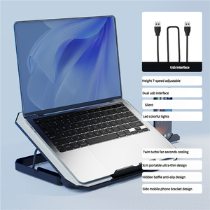 Support de refroidissement pour ordinateur <span class=keywords><strong>portable</strong></span> Aidecoolr N22 à double ventilateur, refroidissement par air, en plastique, fonctionnement silencieux, angle réglable pour toutes les tailles d'ordinateurs portables, en stock - Product Image 6