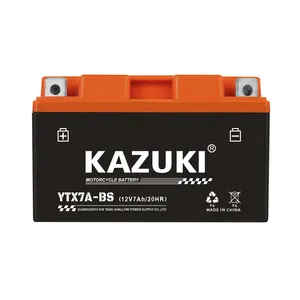 KAZUKI chine Top 10 fabrication YTX7A-BS démarreur à décharge élevée plomb acide batterie de démarrage de moto sans entretien
