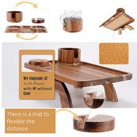 Plateau organisateur de canapé réglable en bois pour salon, support pour télécommande, porte-gobelet, plateau de service pour collations avec support