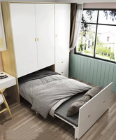 Lit Murphy pliable multifonctionnel en bois massif antique en gros à bas prix avec ensemble de placard, meubles de chambre à coucher gain de place