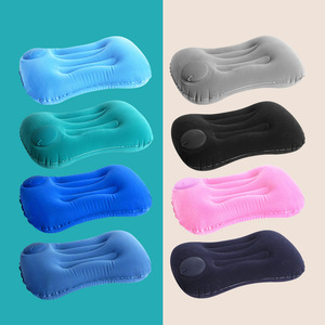 Almohada inflable cuadrada para viaje, con soporte lumbar, inflable por presión, portátil, plegable, con superficie flocada, para exteriores. - Product Image 4