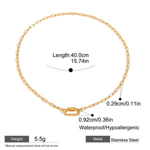 สร้อยคอจี้ห้อยรูปทรงคาราบิเนอร์ ดีไซน์สวยหรู ชุบทอง 14k 18k PVD บนสแตนเลสสตีล 316L สำหรับผู้หญิงและผู้ชาย - Product Image 5